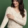Women's Long Sleeve Openwork Knit Sweater Casual Pullover
