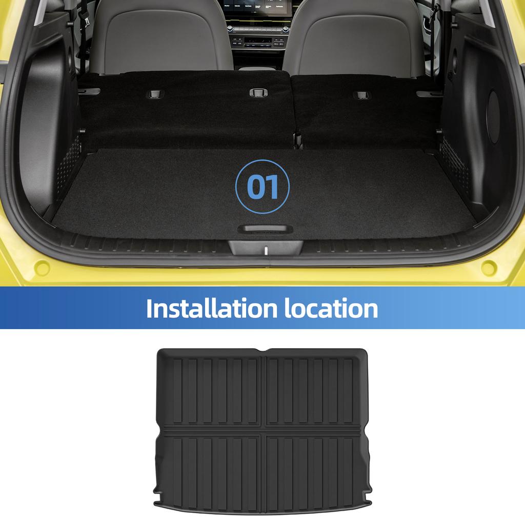 Smabee Left Drive for Hyundai Kona Fuel 2024-2026 Car Floor Mats Cargo Trunk Pad TPE Waterproof Accessories Black
