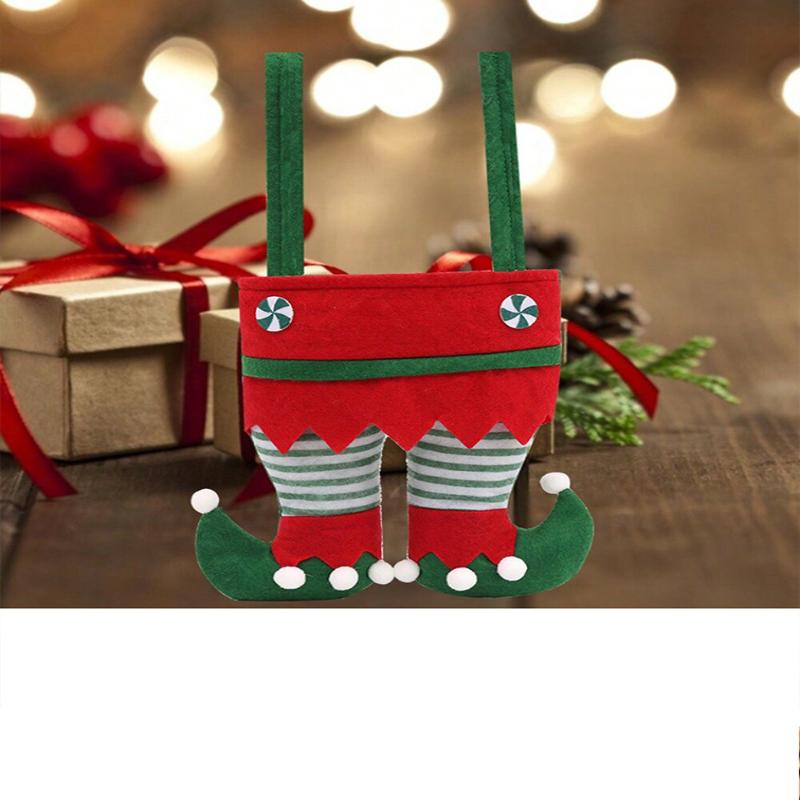 Christmas Stocking Gift Bag Holiday Decoration Christmas Hanging Ornament Santa Claus Candy Bag