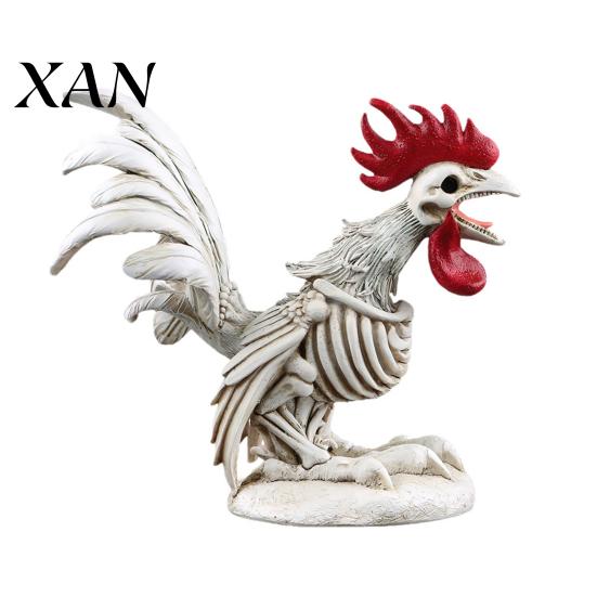 Dark Aesthetic Tabletop Decor Halloween Skeleton Rooster, Lifelike Chicken Decoration, Spooky Animal Creative Yard Sculpture Bone Statue for