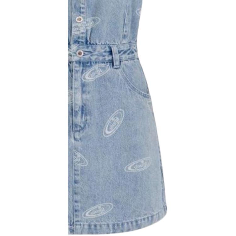 Levis Silver Label Full Print Floral Collar Denim Slim Fit Mid-Length Dress Women Dresses Blue A67890001