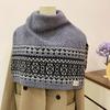 Simple Pullover Fair Isle Style Knitted Shawl Warm Thicken Neck Wraps Cloak Korean Style Jacquard Scarf Autumn
