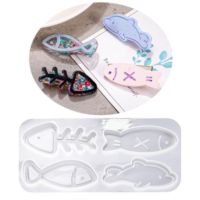 Silikonharzform Haarspangenformen Silikon-Gießwerkzeuge für Epoxidharzkunst Mädchen DIY Haarspange Anhänger Schlüsselanhänger
