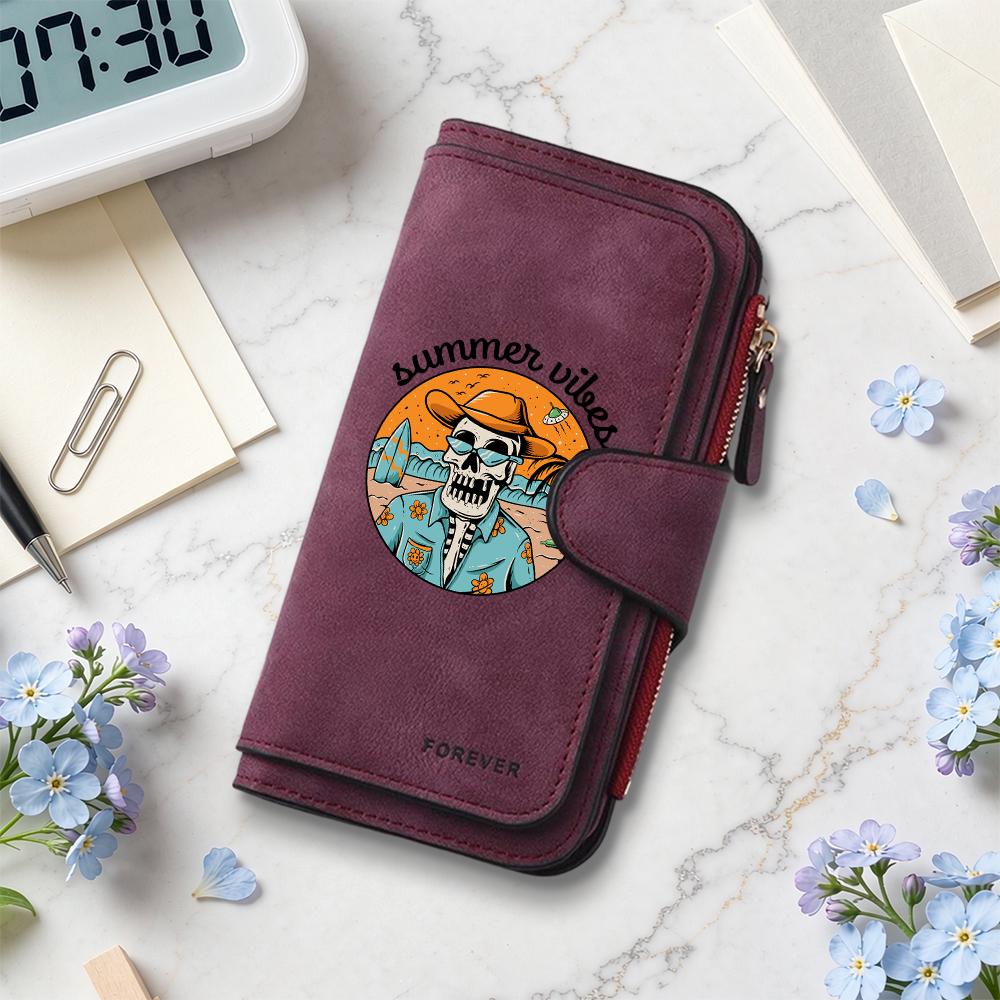 Summer Vibes Skeleton Printed Long Purse Casual Multi Slot Fashion Wallet