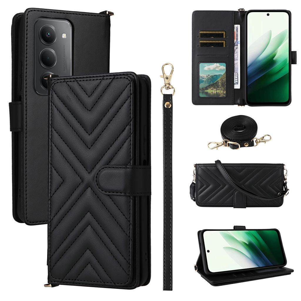 For Xiaomi Redmi 15 5G (Global) (169mm) Case with Shoulder/Wrist Strap Leather Phone Cover Stand Wallet