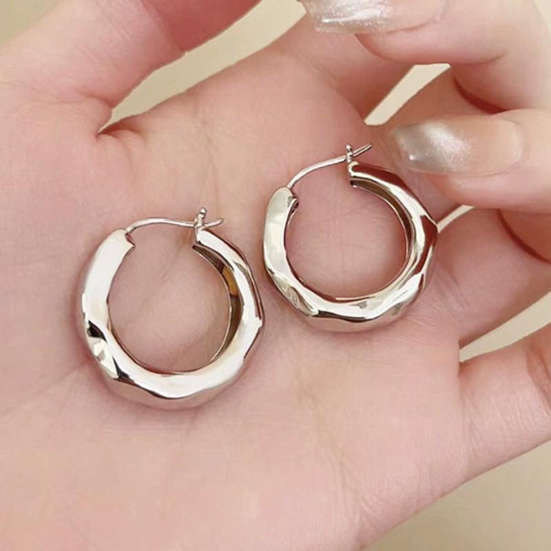 Personality Polygon Round Hoop Earrings for Women Metal Pendant Golden Silver Color Metal Circle Dangle Earrings Simple Jewelry