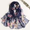 Floral Printed Chiffon Silk Scarf Woman Spring Summer Shawl Light Thin Scarves Sun Protection Wrap Ladies Beach Headband