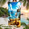 One Piece Beach Towel, Personalized Custom Name Text, Quick Dry Large Absorbent Towel For Beach Pool