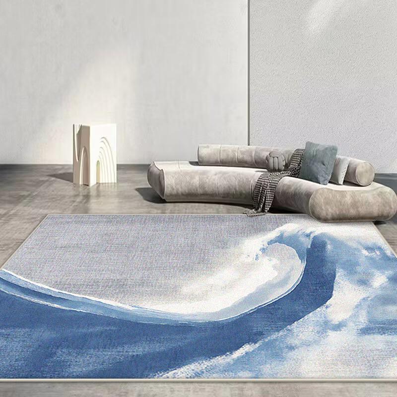 Nordic Abstract Carpet Living Room Rendering Decoration Sofa Blue Large Area Rugs Outdoor Active Non-slip Mat Customizable