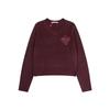 In-Stock MARDI Spring V-Neck Satin Black Heart Casual Sweater for Women