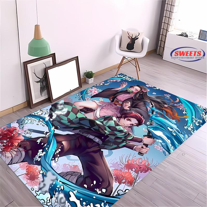 3D Printing Japan Anime Kamad0 Nezuk0 Carpet for Living Room Children's Bedroom Sofa Doormat Floor Rug Anti-slip Decor Mat Gift