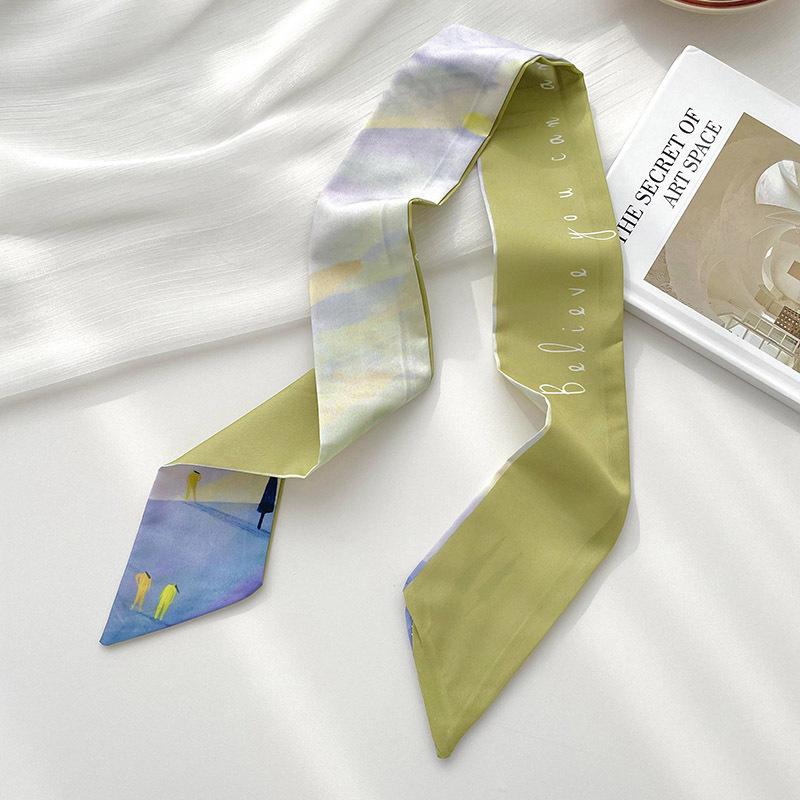 Silk Scarf Headband French Braided Hair Ribbon Versatile Ponytail Streamer Headgear Bag Decoration