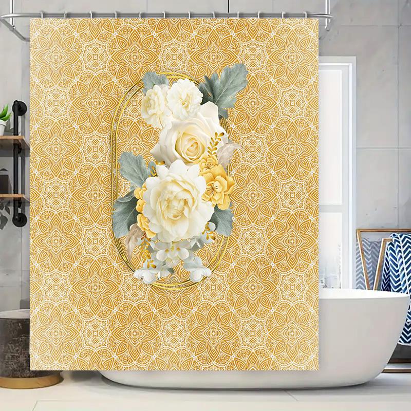 

Роскошная шторка для ванны и душа Декоративная ткань Цветочный дизайн для ванной комнаты Водонепроницаемая Домашний декор 90x180cm