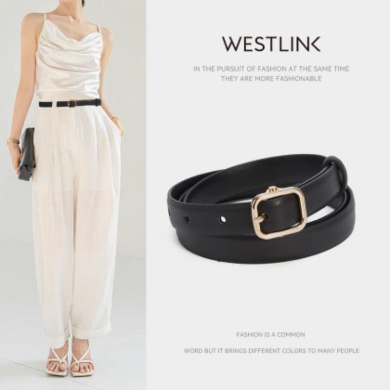 Trendy New Thin Belt for Women Fashionable and Versatile Dress Decorative Trousers Leather Hand Sewing Needle Buckle Belt
