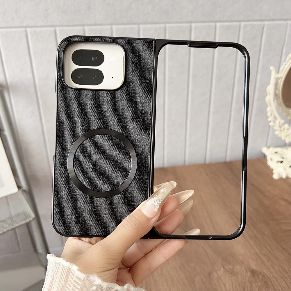Magsafe Magnetic Plain Leather Case For Google Pixel 10 Pro Fold Pixel10 Pro Fold  Cloth Wireless Charging Cover
