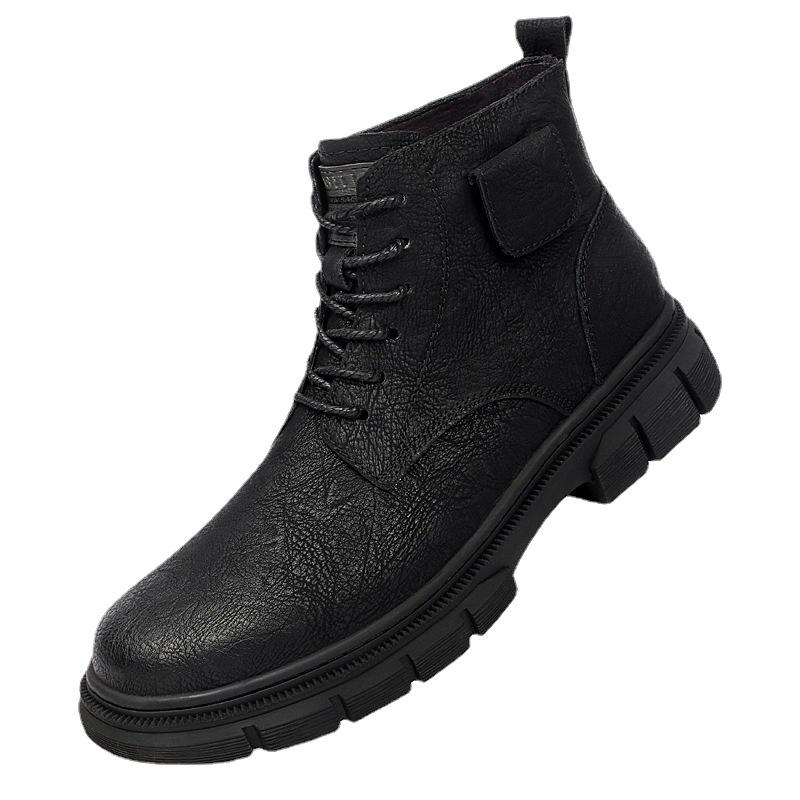 2025 Autumn New Martin Boots Winter Velvet Warm High-top Tooling Leather Boots Medium-top British Casual Leather Shoes