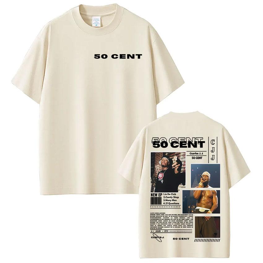 Rapper 50 Cent Tour 2025 Album Graphic T Shirts Mens Clothing Hip Hop Rock Short Sleeve Tshirt Fashion Oversized Cotton T Shirt