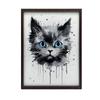 Kot W Akwareli Kot W Akwareli, 50X70 Cm, Rama Aluminiowa Złota, Papier Matowy 230 Gsm