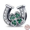 925 Silver Four Leaf Clover Pendant Green Lucky Charm Beads DIY Jewelry for Women Bracelet Making Diy