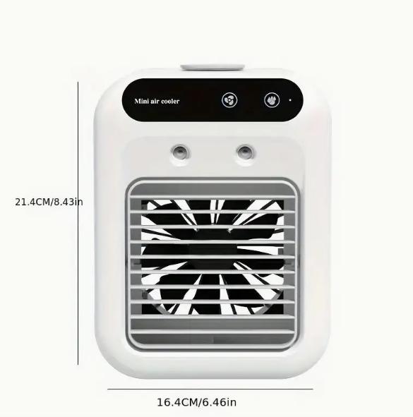 

1 шт. портативный увлажняющий и охлаждающий вентилятор, двойная скорость ветра и режим распыления, USB-зарядка, персональный настольный увлажнитель-вентилятор. белый
