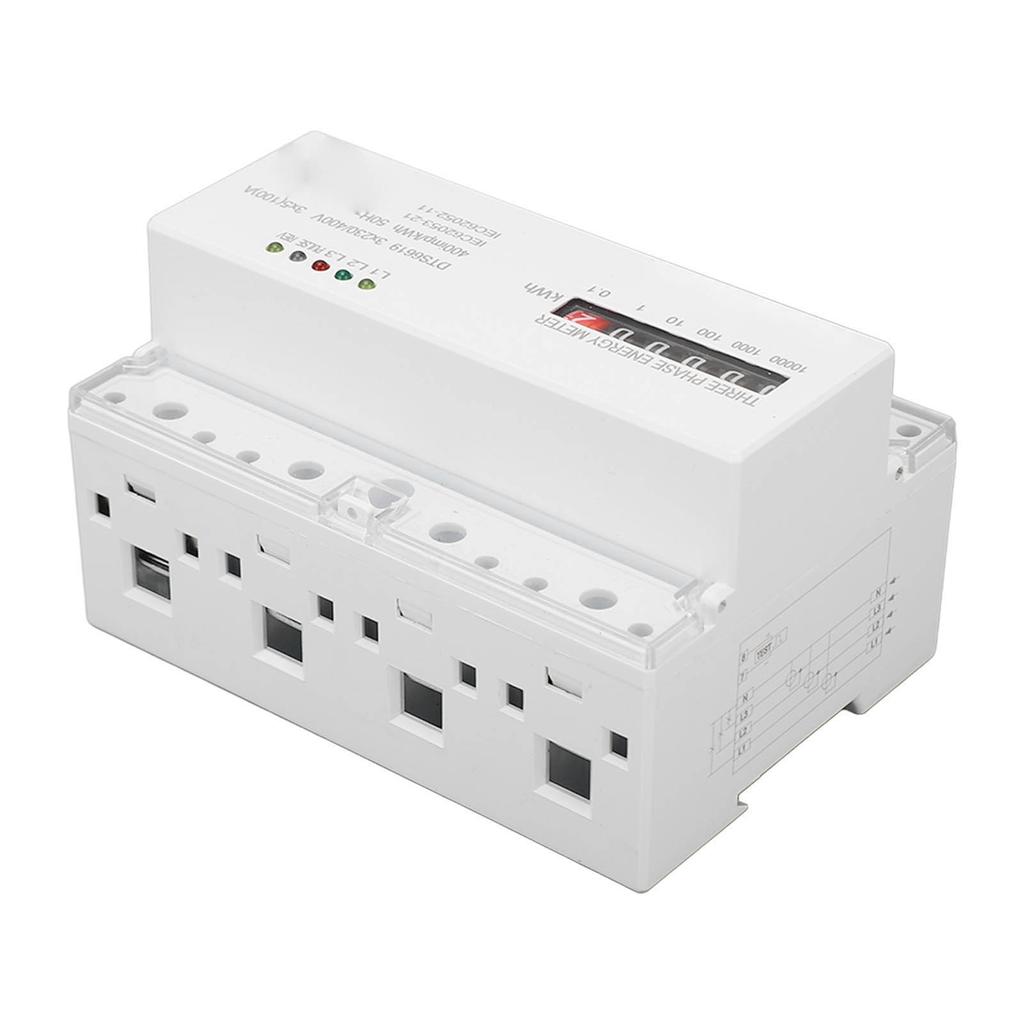 Electric Meter Din Rail 3 Phase 4 Wire KWh Energy Electricity Power Consumption Wattmeter 230V 400V