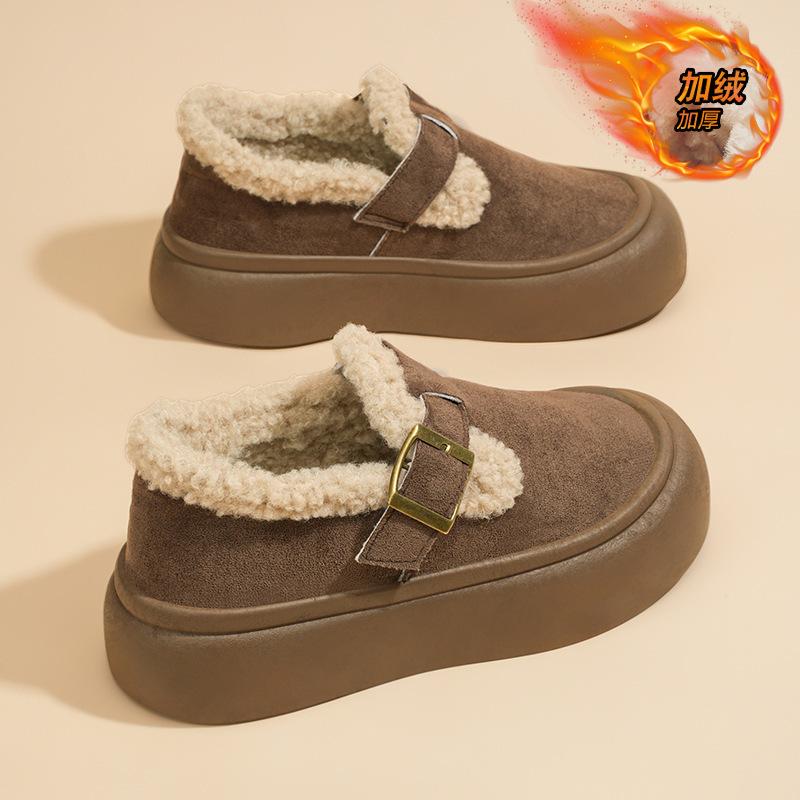 Platform Snow Boots Women's Winter Velvet Merad Loafer Cotton Shoes 2025 New One-pedal Versatile Birkenstocks