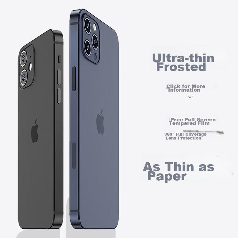 Ultra-Thin Zero-FeelCase for Apple IPhone 13 Pro, Full Protection Ultra-Thin Frosted Semi-Transparent Shockproof Hard, Blue
