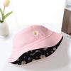 Double-sided Fisherman Hat Sun Protection Cap Cotton Outdoor Sun Hats Daisy Flower Print Student Pot Hat