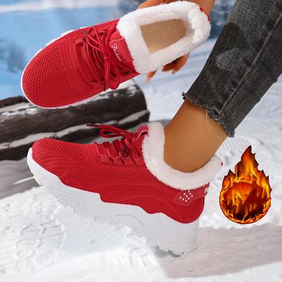 Women's Winter Warm Slip-Resistant Plush Lining Sneakers/Running Boots - Slip-On Low-Top Shoes with Cushioned PVC Sole- Hand Washable Fabric Upper