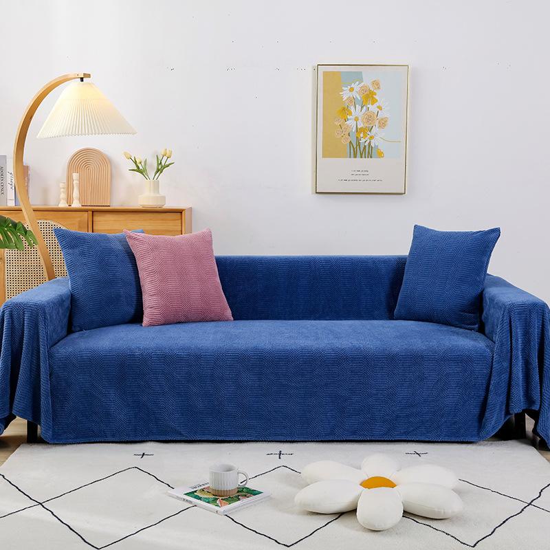 

Простой и утолщенный чехол для дивана, коврик для дивана с защитой от кошачьих царапин, однотонный бархатный чехол для гостиной, все включено 220*180cm