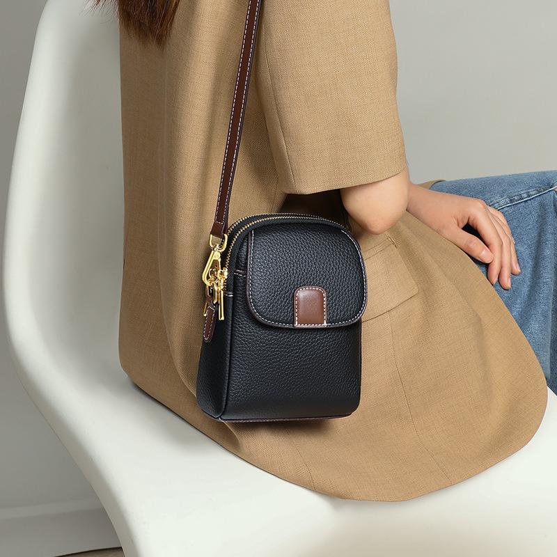 Mobile phone bag women's new leather messenger bag temperament fashionable and versatile high-end shoulder bag