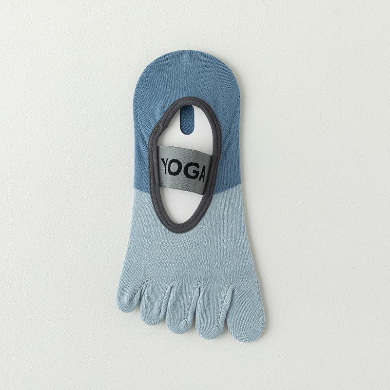 

Носки для йоги, Женские тонкие носки-лодочки с пятью пальцами, противоскользящие, для пилатеса, занятий спортом в помещении, фитнеса, танцев на полу 1 pair синий