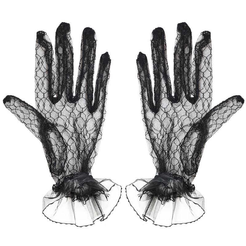 Sex Gloves Sweet Mesh Lace Summer Thin Black And White Gloves Lolita Flower Wedding Dress Hand Sleeves Women