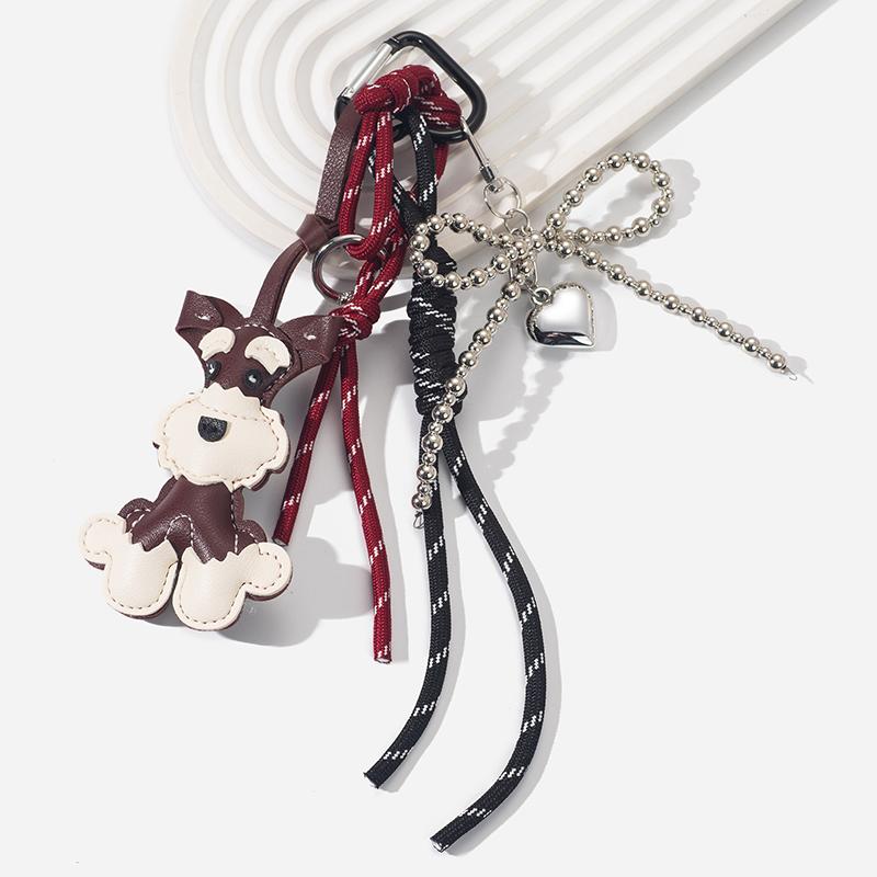 

Yogodlns New Cute Puppy Shape Bow Handbag Pendant Fashion Woven Rope Versatile Backpack Pendant Versatile Bag Parts Accessories one size кофейный
