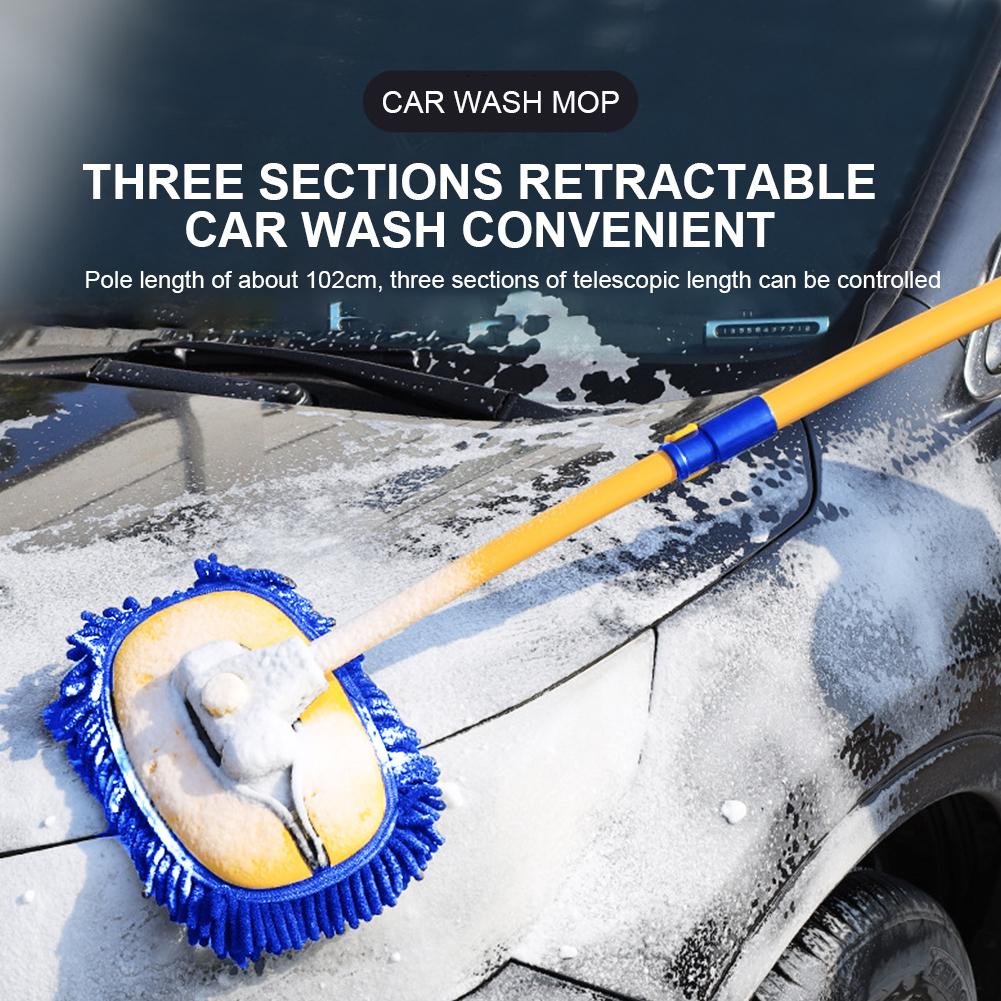 Auto Washing Mop Telescoping Auto Detailing Mop Long Handle Vehicle Care Cleaner Chenille Car Maintenance Tools