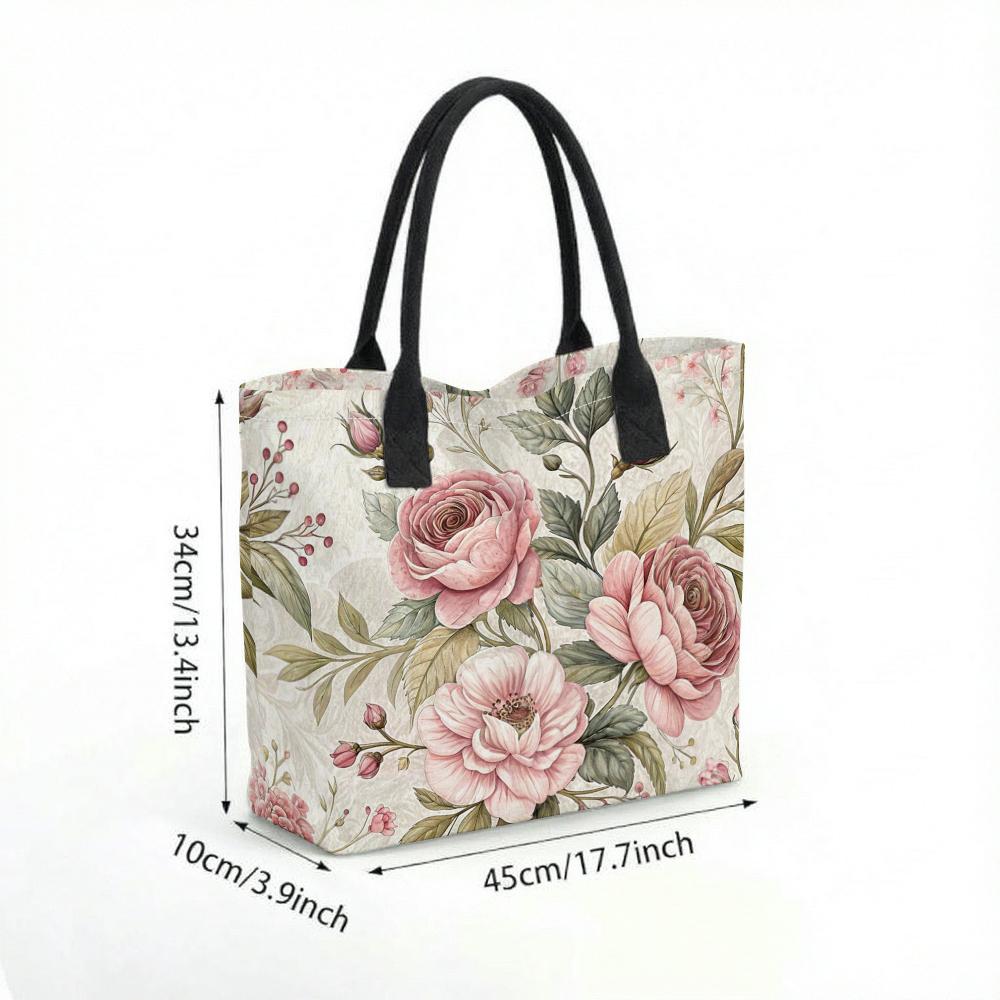 Bolso de Lona con Estampado Floral Vintage