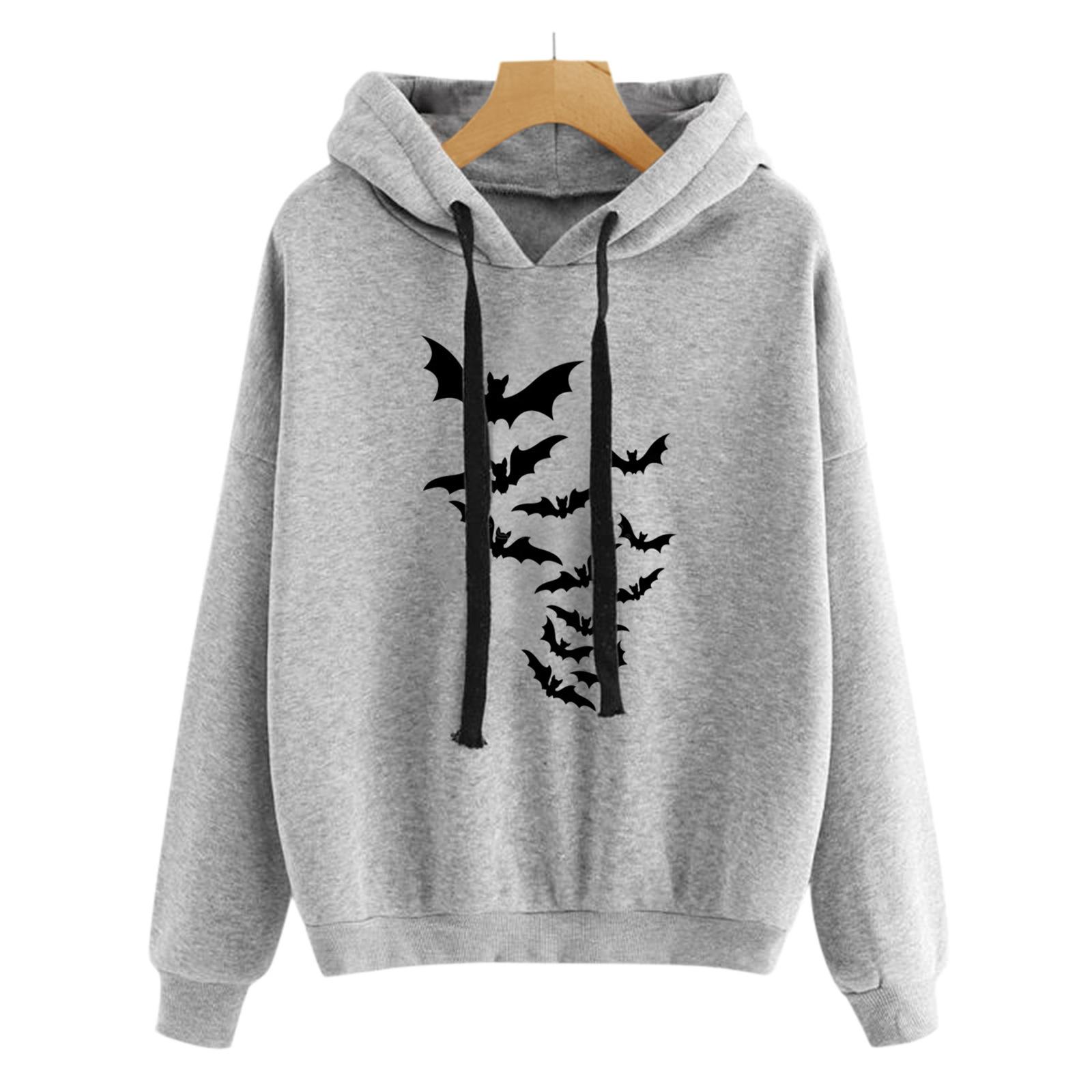

Европейский и американский Хэллоуинский свитер с капюшоном без карманов с длинным рукавом для женщин 2025 5XL светло-серый