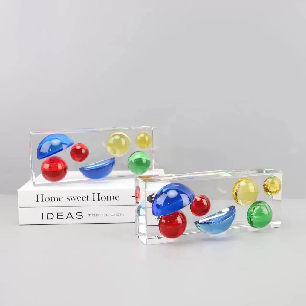 Glass Craft Transparent Geometric Color Sphere Half Round Crystal Ball Colored Crystal Ornament Home Decoration Accessories