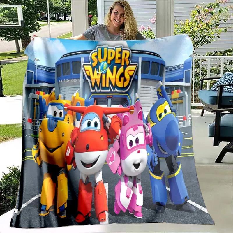 Super Wings Blanket Cartoon Child Flannel Throw Blankets Micro Fleece Cozy Plush Covers for Bed Car and Home Decoration