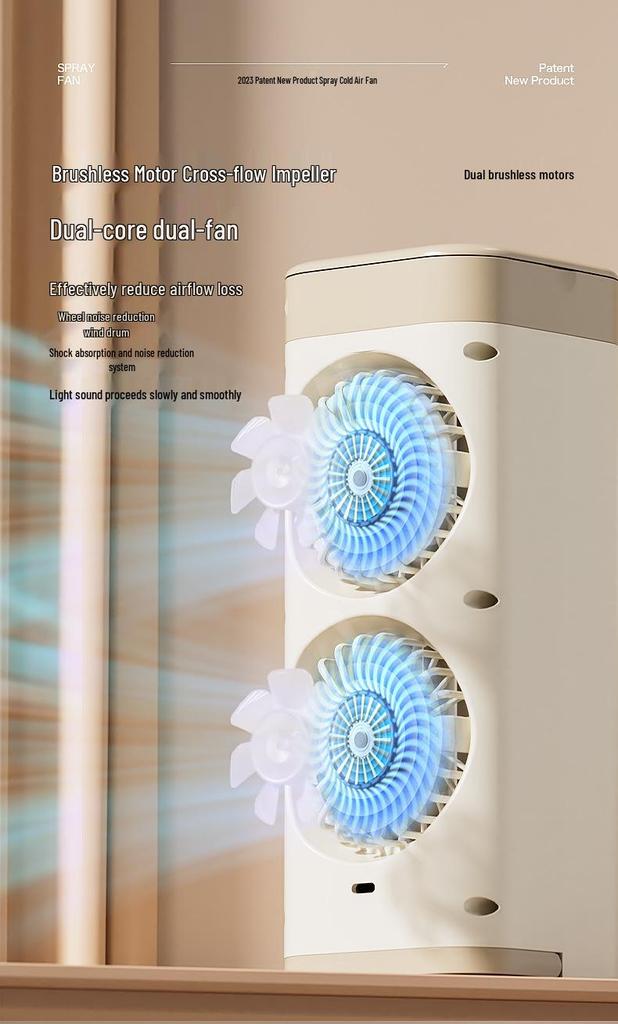 USB Mini Desktop Air Cooler & Night Light: Water-Cooled, Indoor Fan with Dormitory Spray Function