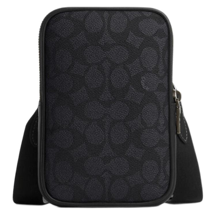 

Coach Black Signature Canvas Mini Crossbody Phone Bag for Daily Use Basic Set (Bag+Dust Bag)