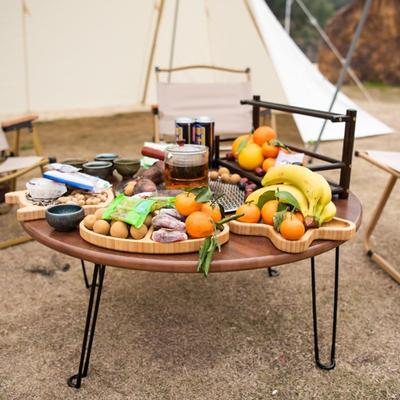 Masă pliabilă portabilă pentru aragaz, masă rotundă de ceai pentru camping, pentru picnicuri în aer liber la grătar