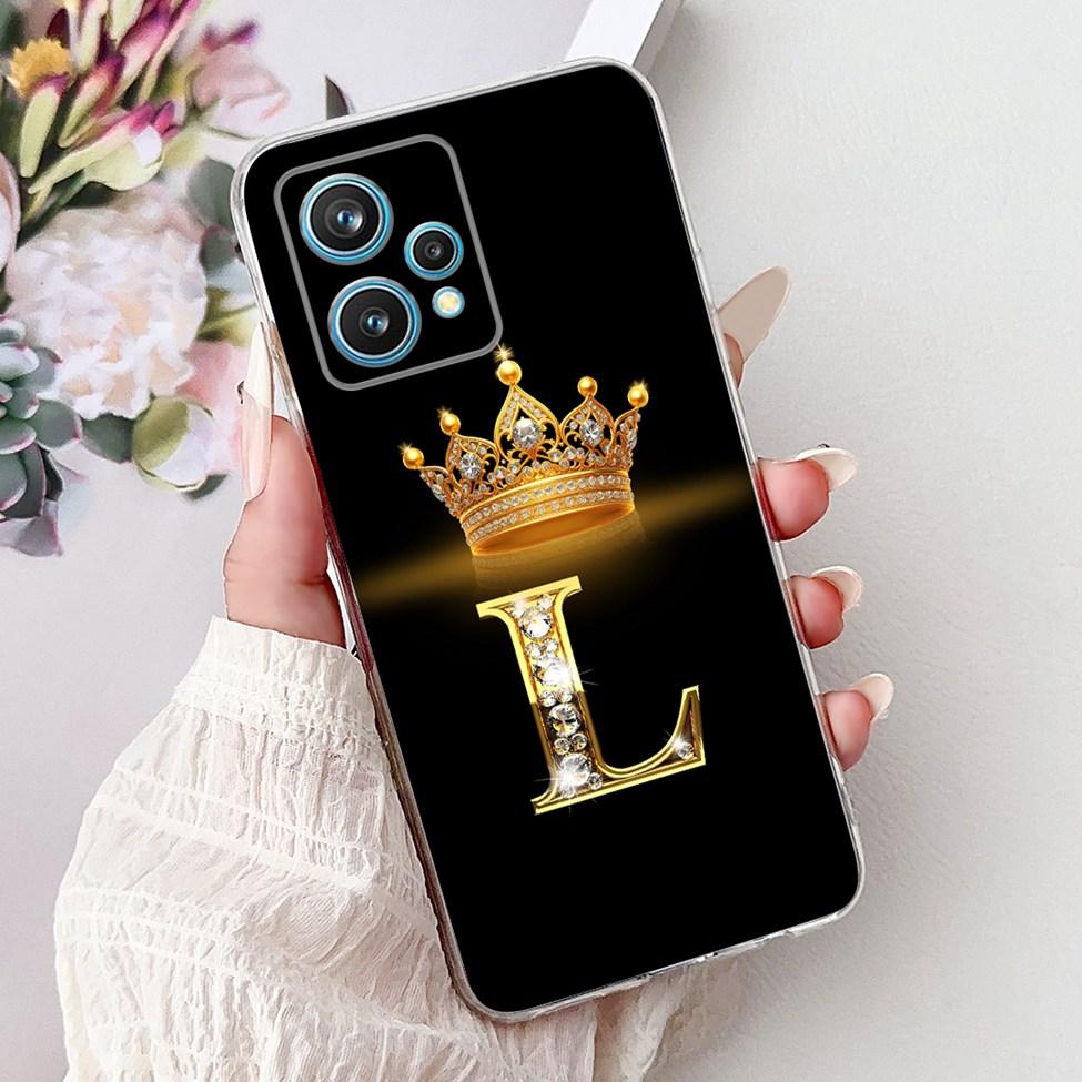 6.4" For Realme 9 Pro Plus Case RMX3392 Clear Fashion Luxury A-Z Letters Soft Bumper Cover For Realme 9 Pro+ Phone Case RMX3393