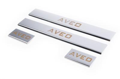 Door Sills Carmos V1 (4 Pcs, Stainless Steel) for Chevrolet Aveo T300 2011-2020