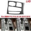 For BMW X5 X6 F15 F16 2015 2016-2018 LHD Real Carbon Fiber Center Gear Shift Panel Cover Frame Cover Stickers Car Accessories