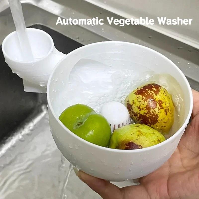 Tragbare Obstwaschschüssel Gemüsewascher 3D-Druck Lebensmittelwaschschleuder Automatische Reinigungsmaschine Für Küche Abtropfen