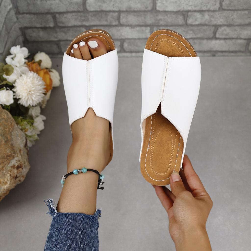 Wedge heel stylish simple and lightweight one-pedal fashion sandals slippers women