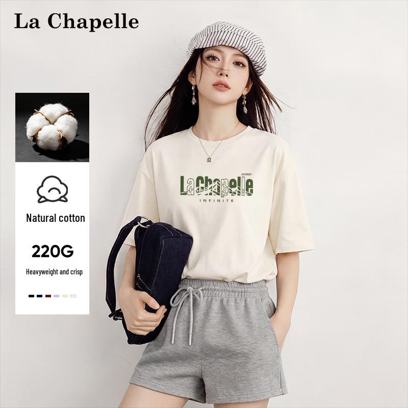 La Chapelle Women s Loose Fit Cotton Short-Sleeve Graphic Tee M