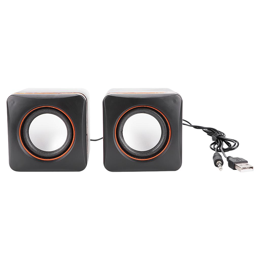 Mini Cube USB Stereo 3.5mm Jack Wired Speaker For Desktop Laptop PC Computer(Double Track)
