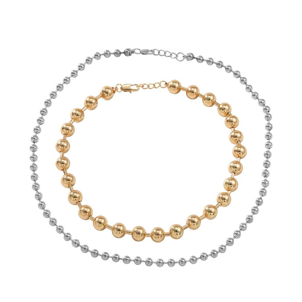 

Fashion Metal Beads Chains Choker INS Style Clavicle Chain Double-layer Beaded Necklace Women Necklace
